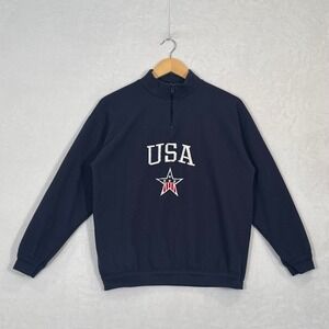 Bobbie Brooks Navy Blue USA Quarter Zip Sweatshirt Large